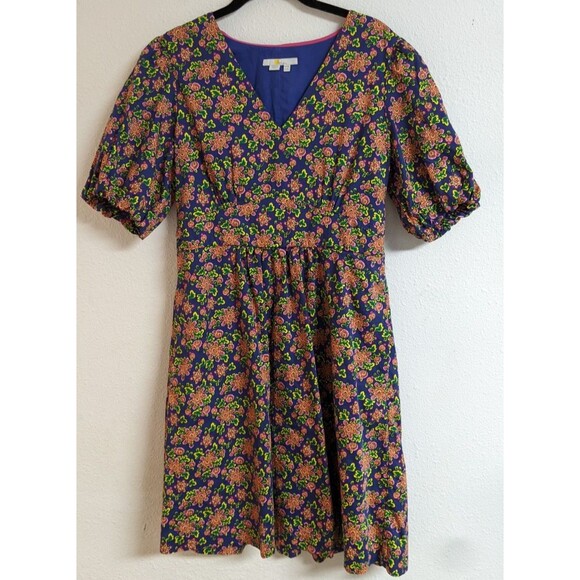 Boden Dresses & Skirts - BODEN Women's Purple Floral Puff Sleeve Dress Size 8 Long Multicolor EXCELLENT!